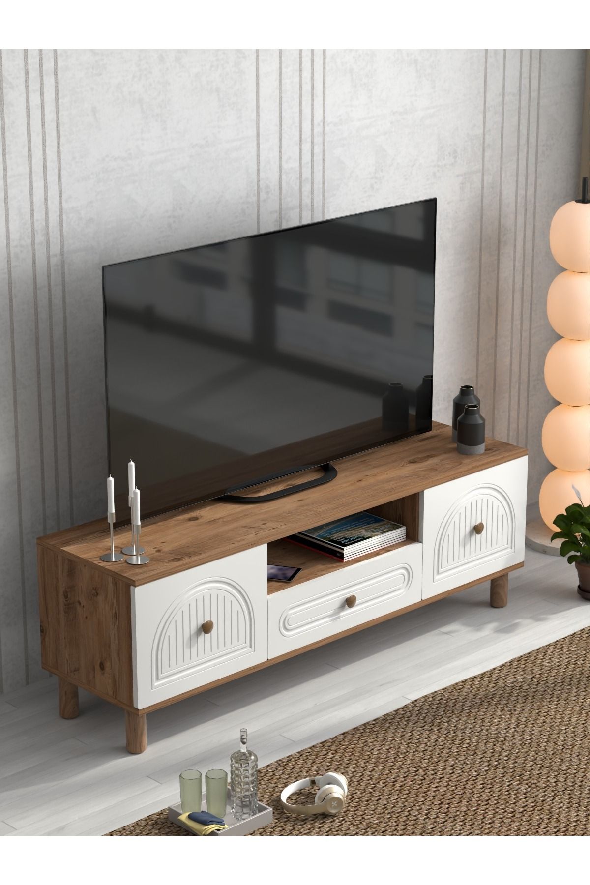 BOHEM TV ÜNİTESİ 150 CM N ÇİZGİLİ MDF KAPAK - Görsel 6