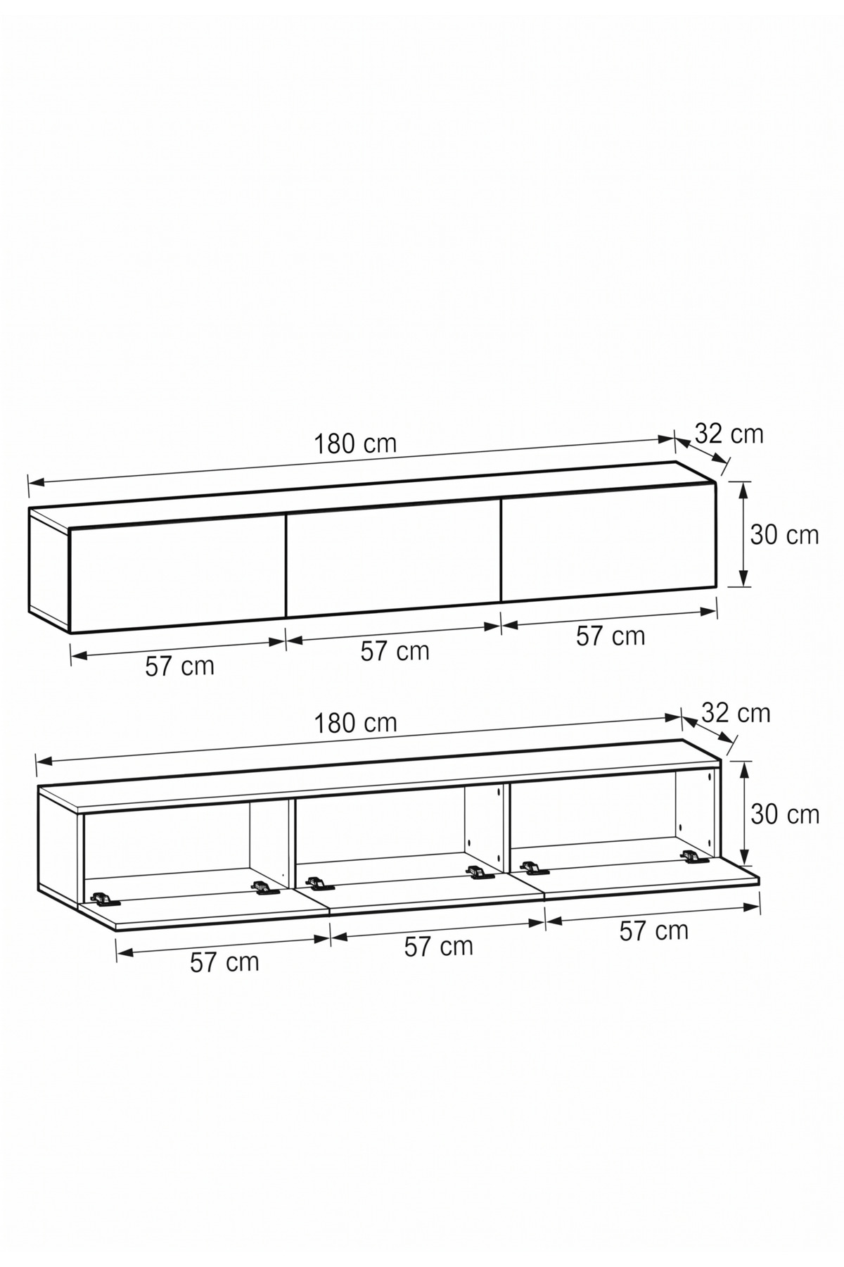 Pureline Tech Led Işıklı TV Ünitesi 180 cm - Modern TV Sehpası - Beyaz - Görsel 6