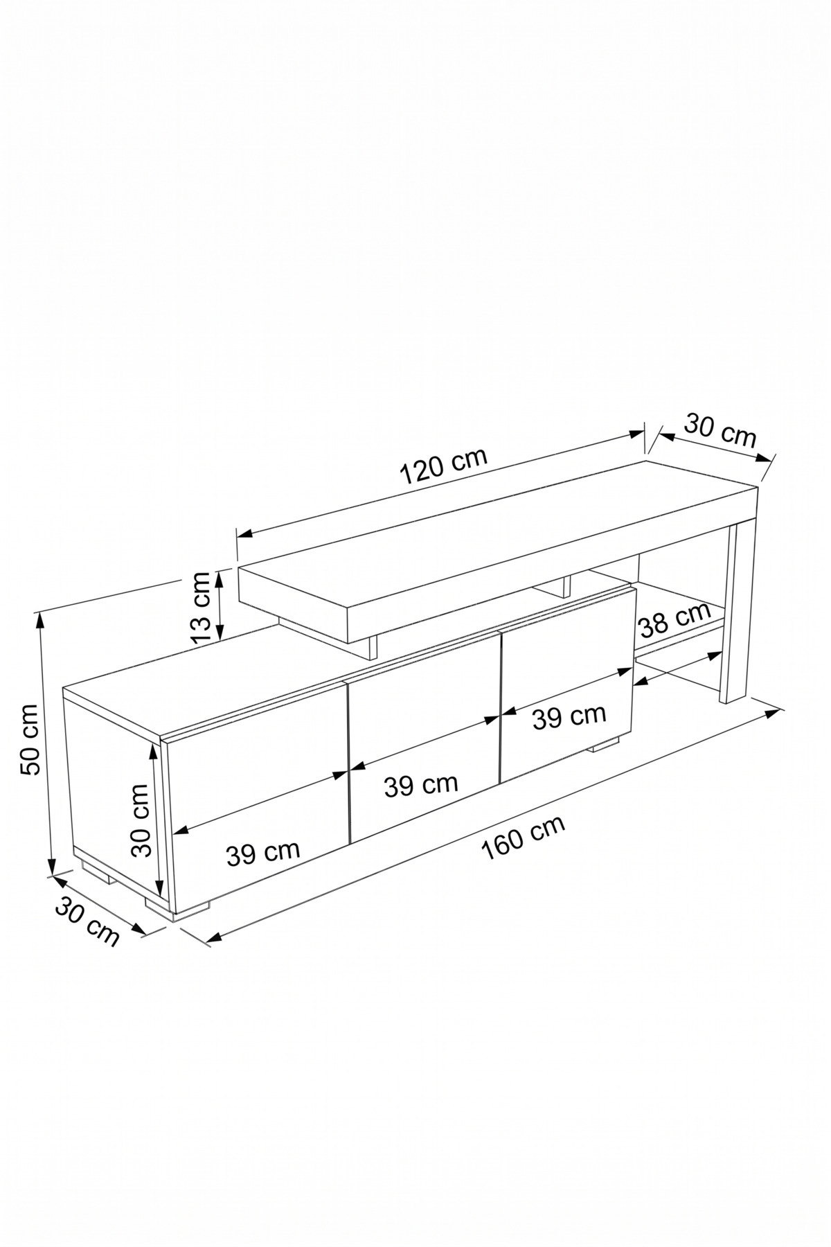 Luma Led Işıklı TV Ünitesi 160 cm - Modern TV Sehpası - Görsel 6