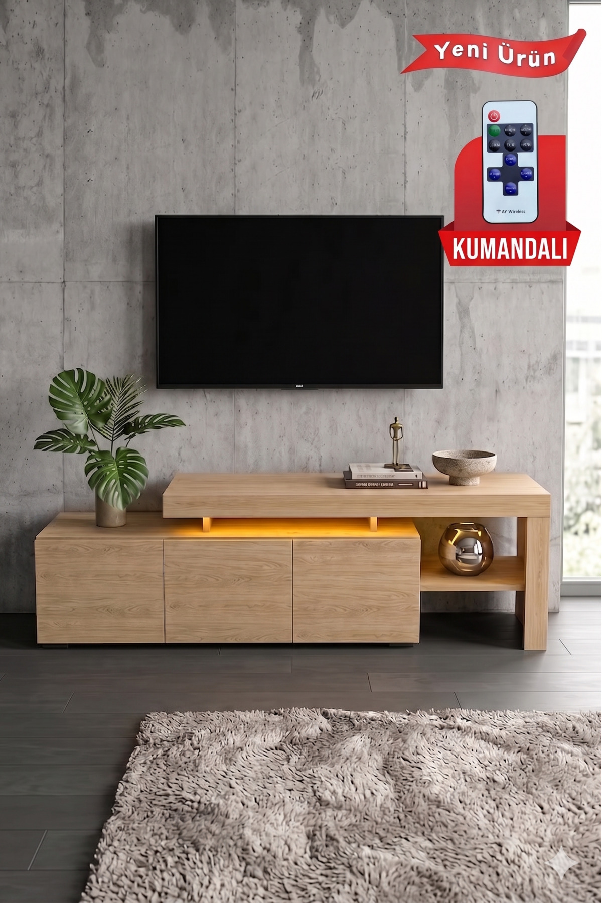 Luma Led Işıklı TV Ünitesi 160 cm - Modern TV Sehpası